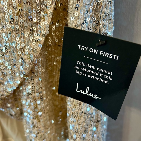NWT Lulu’s Weekender Silver Sequin Faux Wrap Mini Dress - Picture 5 of 6